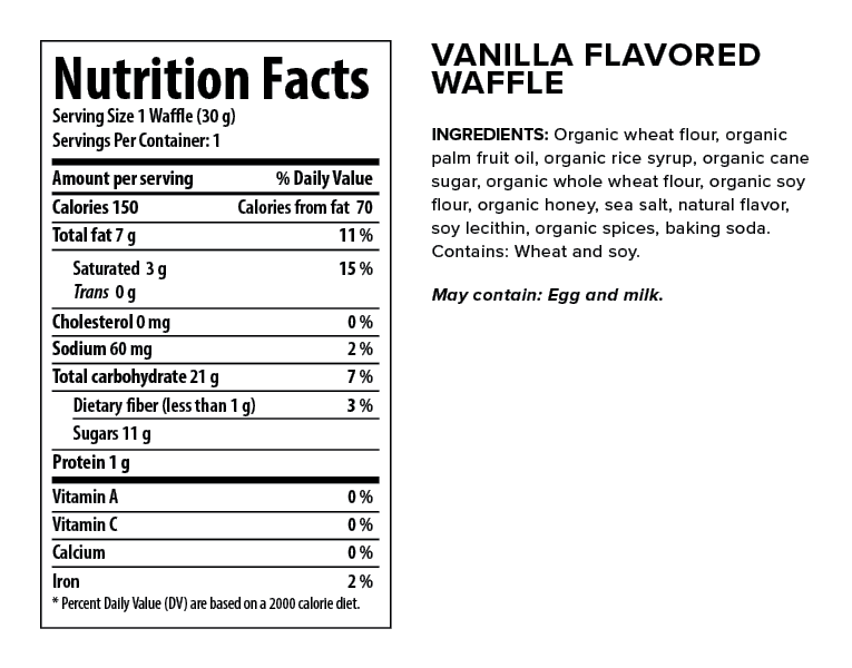 Honey Stinger Organic Waffle Vanilla Flavoured Nutritional Fact Table