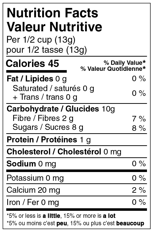 Onion Nutritional Label