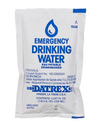 Datrex Emergency Drinking Water Rations - 125 ml Single Pouch